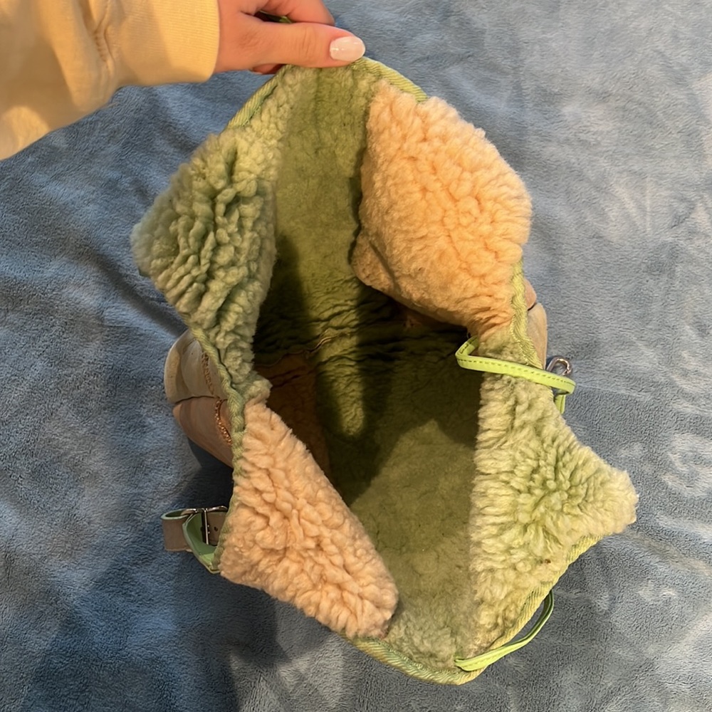 Green And Beige Patchwork Ugg Shoulder Bag - image 3